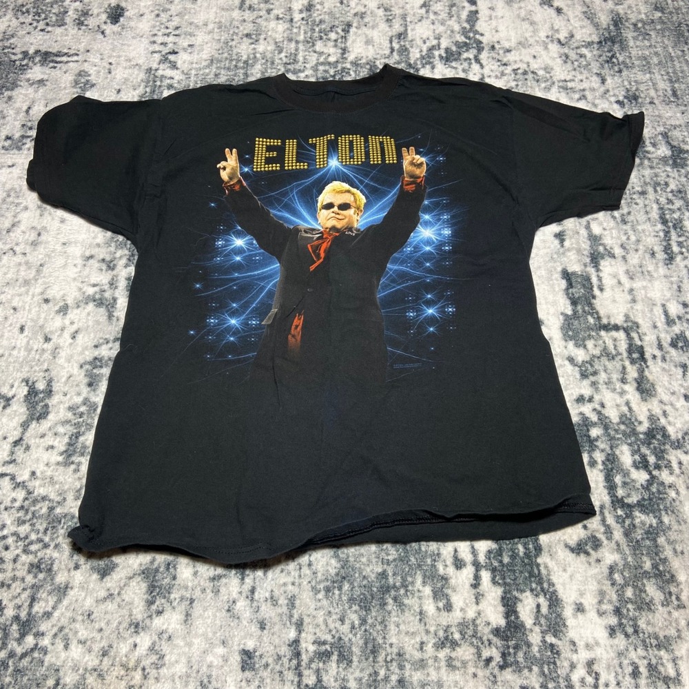 Elton John Tour 2013 Concert T-Shirt Mens XL Hanes ComfortSoft Black Graphic Tee